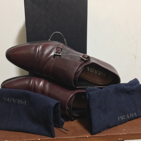Prada 20A009 Double Monk Strap CapToe Cordovan. Size 10.5. With box and dust bag main image 14